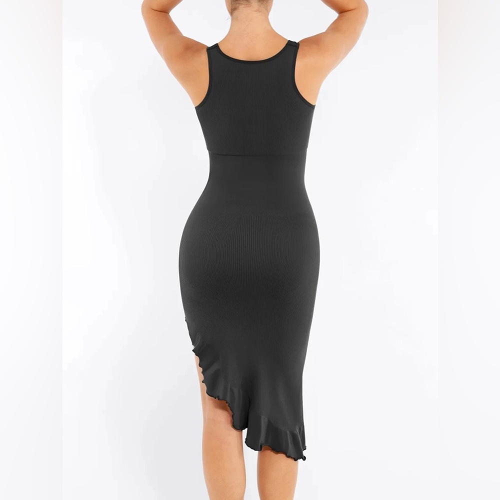 NWT Popilush Shapewear Seamless Sleeveless Irregular Ruffled Hem Dress - Picture 4 of 5